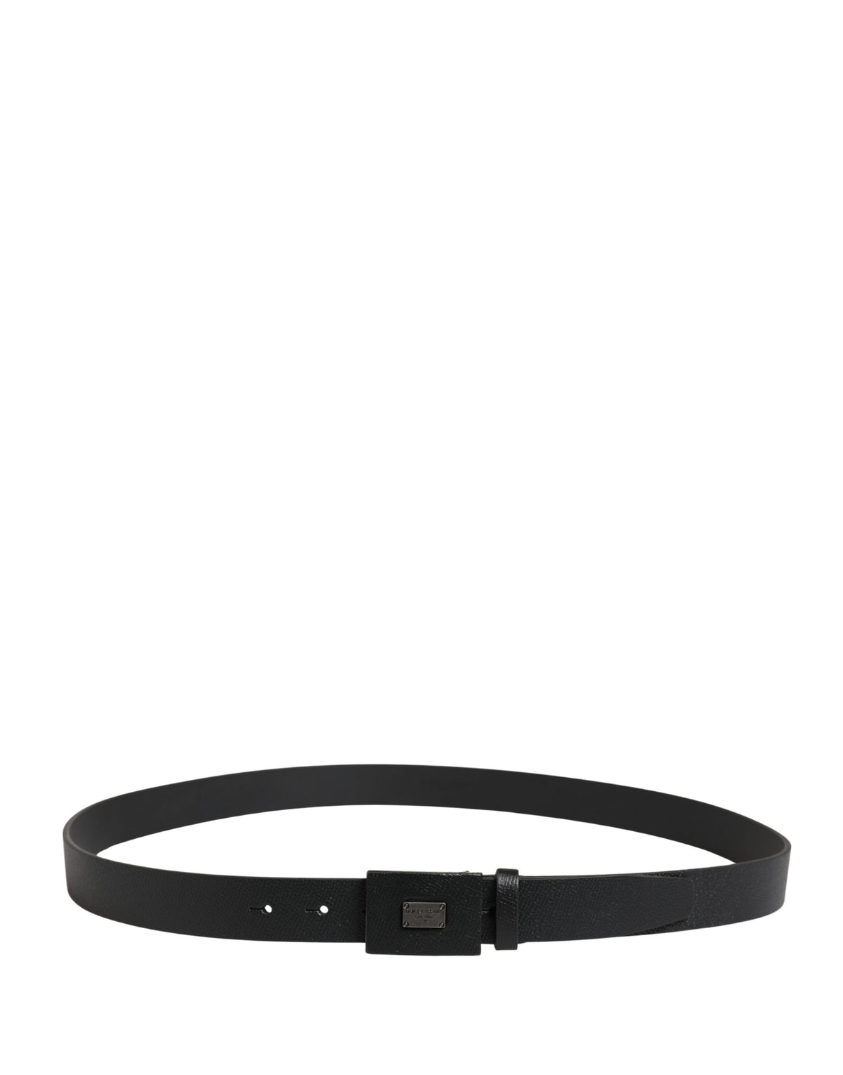 Dolce & Gabbana Men's Black Calfskin Belt with Square Buckle