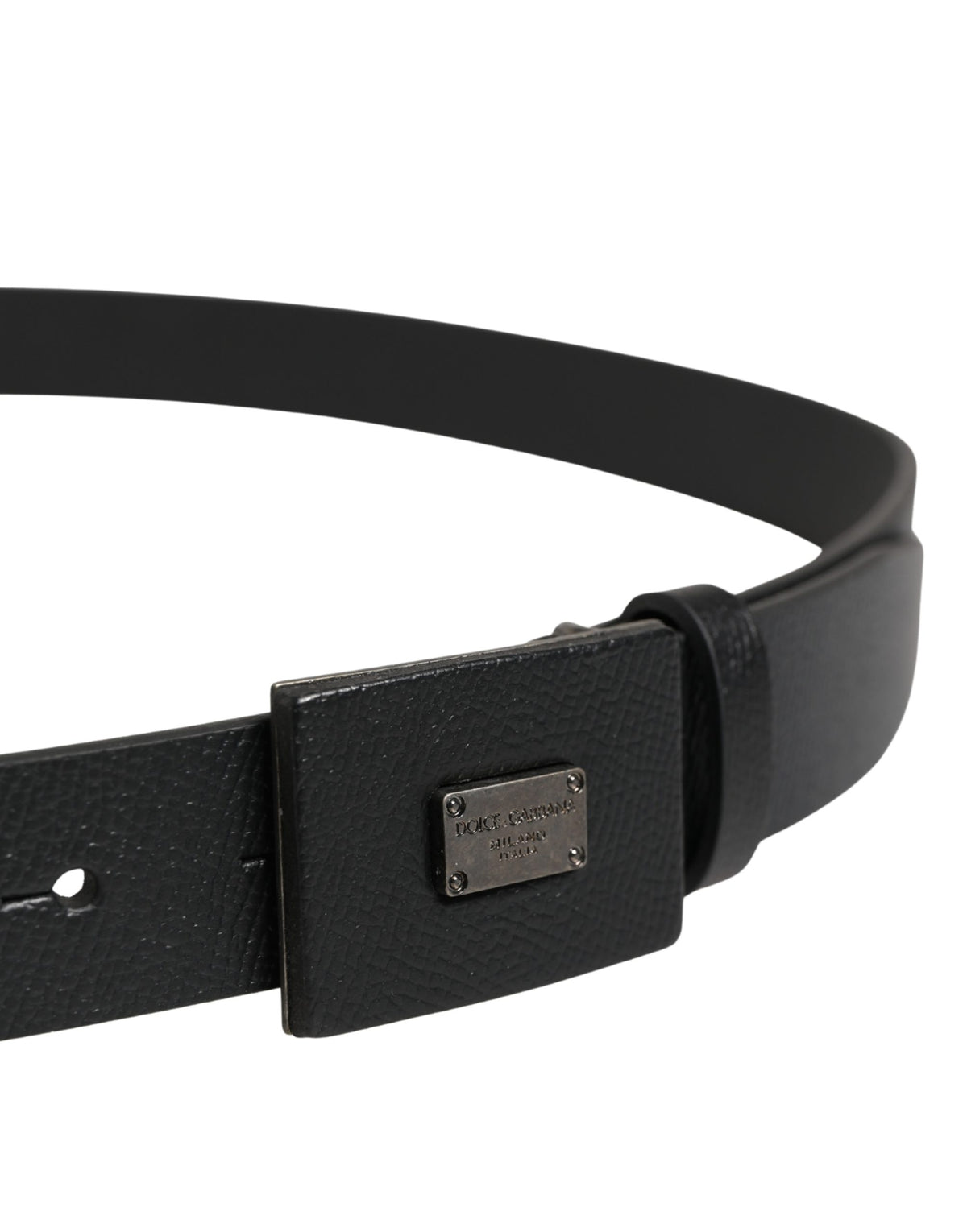 Dolce & Gabbana Men's Black Calfskin Belt with Square Buckle