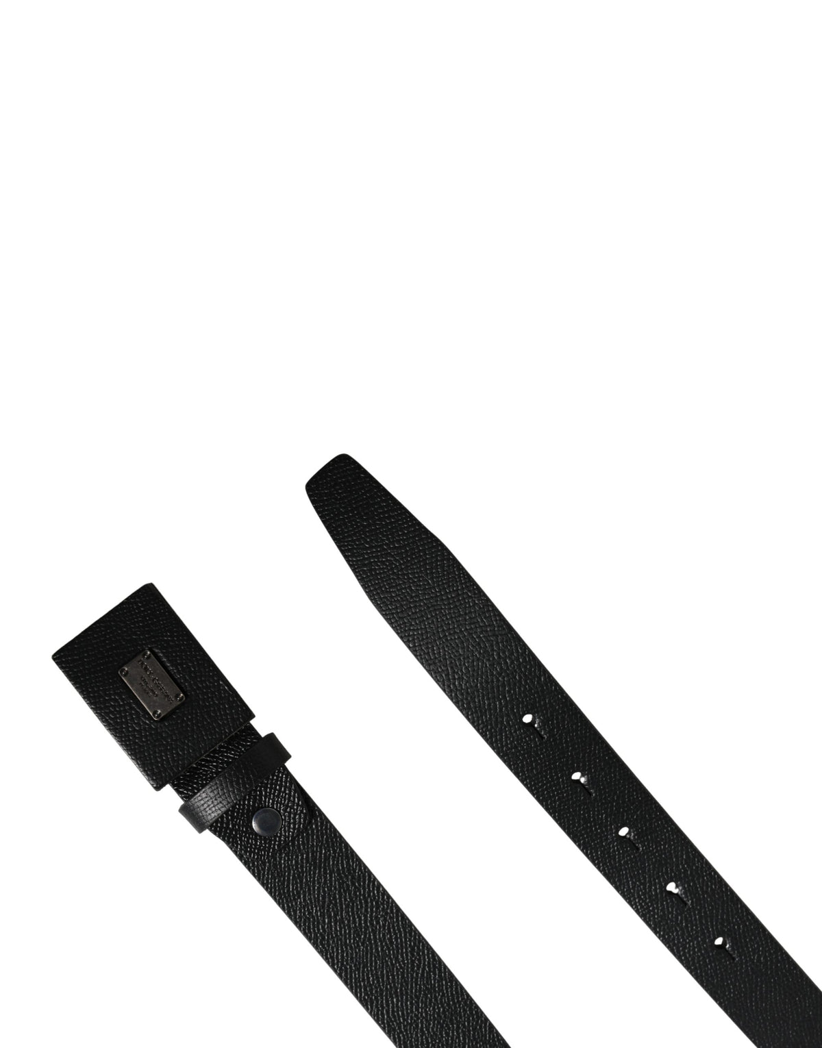 Dolce & Gabbana Men's Black Calfskin Belt with Square Buckle