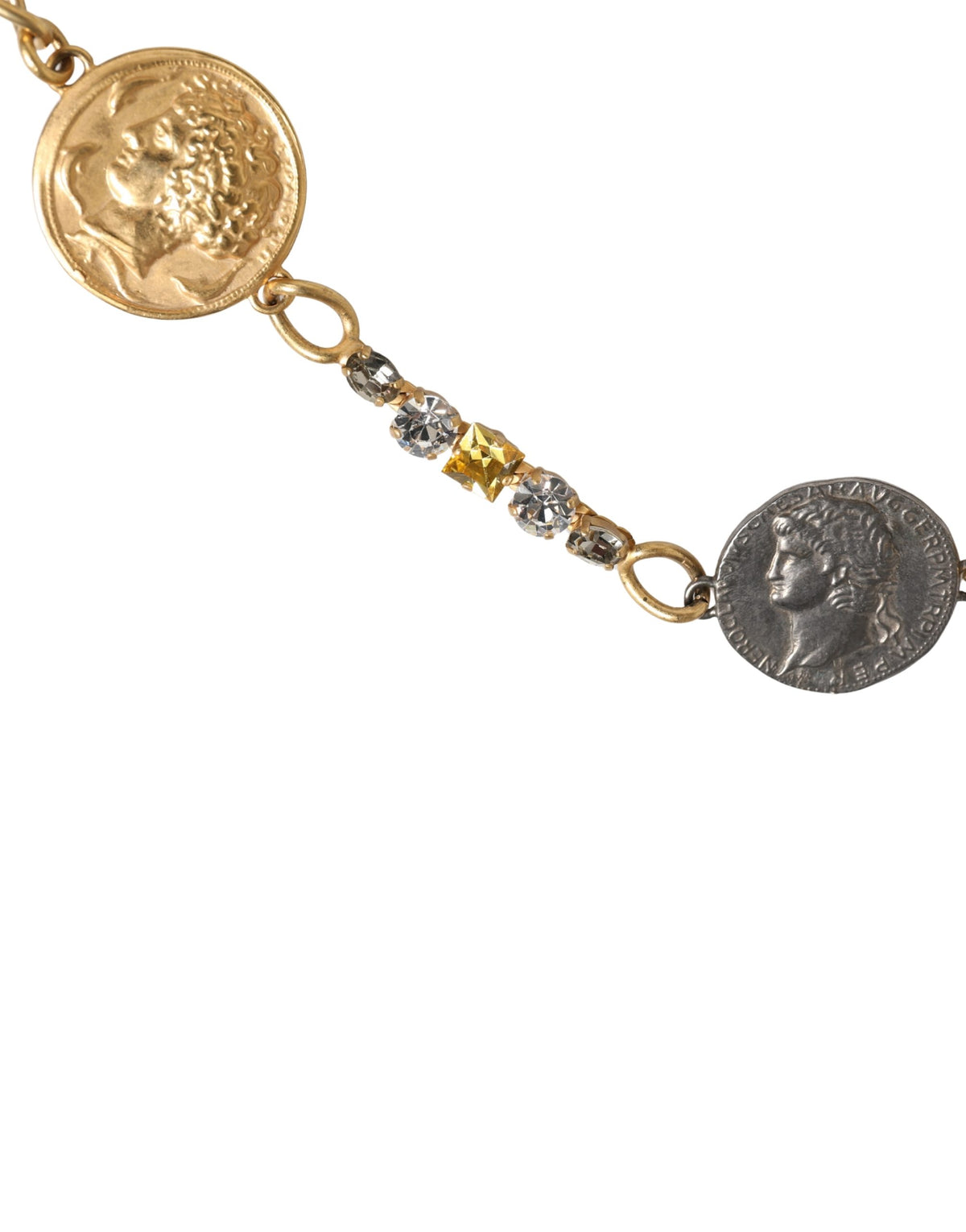 Dolce & Gabbana Belt with Gold Brass Chain Coins and Metal Buckle