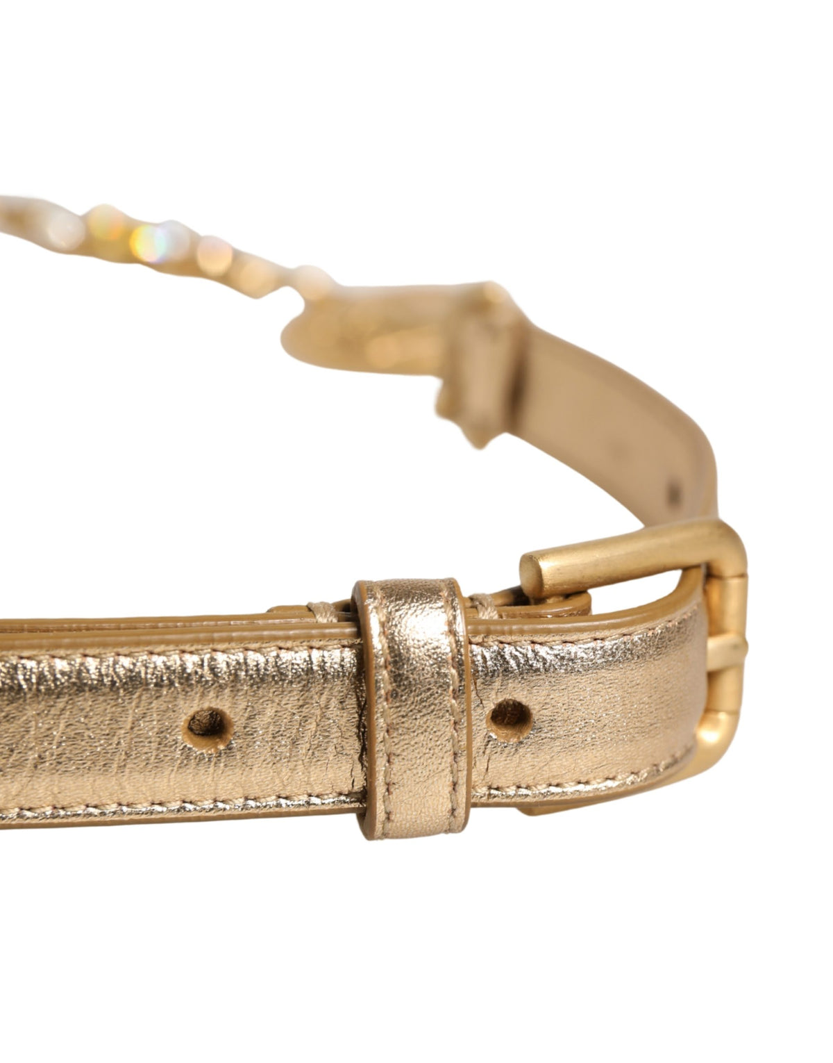 Dolce & Gabbana Belt with Gold Brass Chain Coins and Metal Buckle