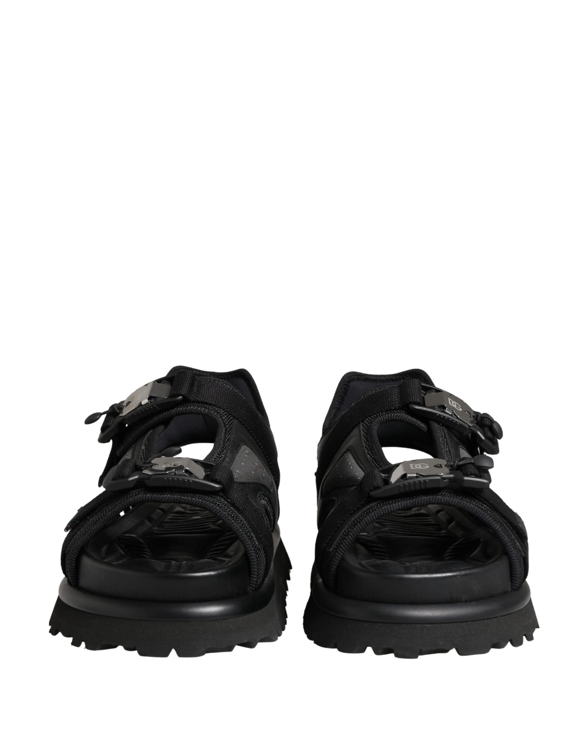 Dolce & Gabbana Men's Black Chunky Sandals with Logo Details