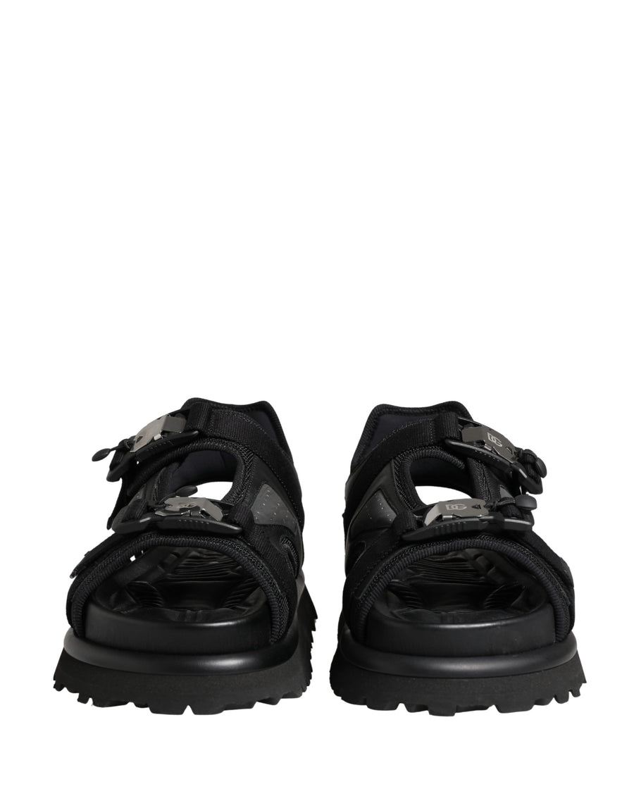 Dolce & Gabbana Men's Black Chunky Sandals with Logo Details