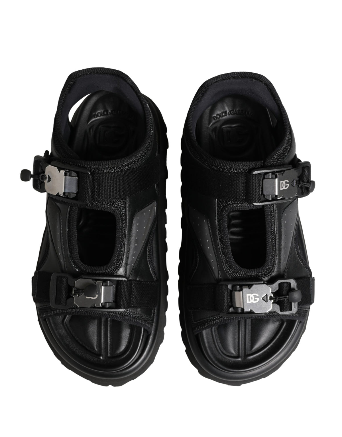 Dolce & Gabbana Men's Black Chunky Sandals with Logo Details