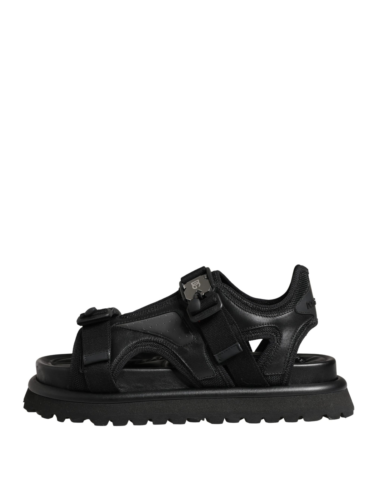 Dolce & Gabbana Men's Black Chunky Sandals with Logo Details