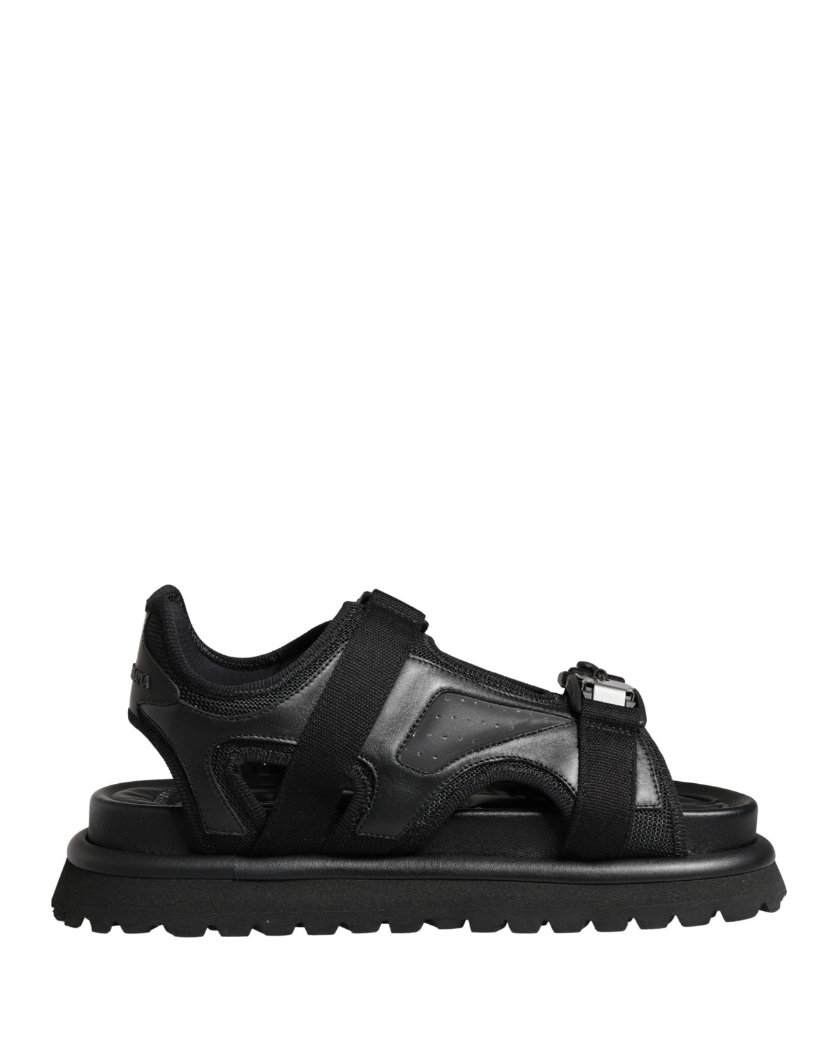 Dolce & Gabbana Men's Black Chunky Sandals with Logo Details