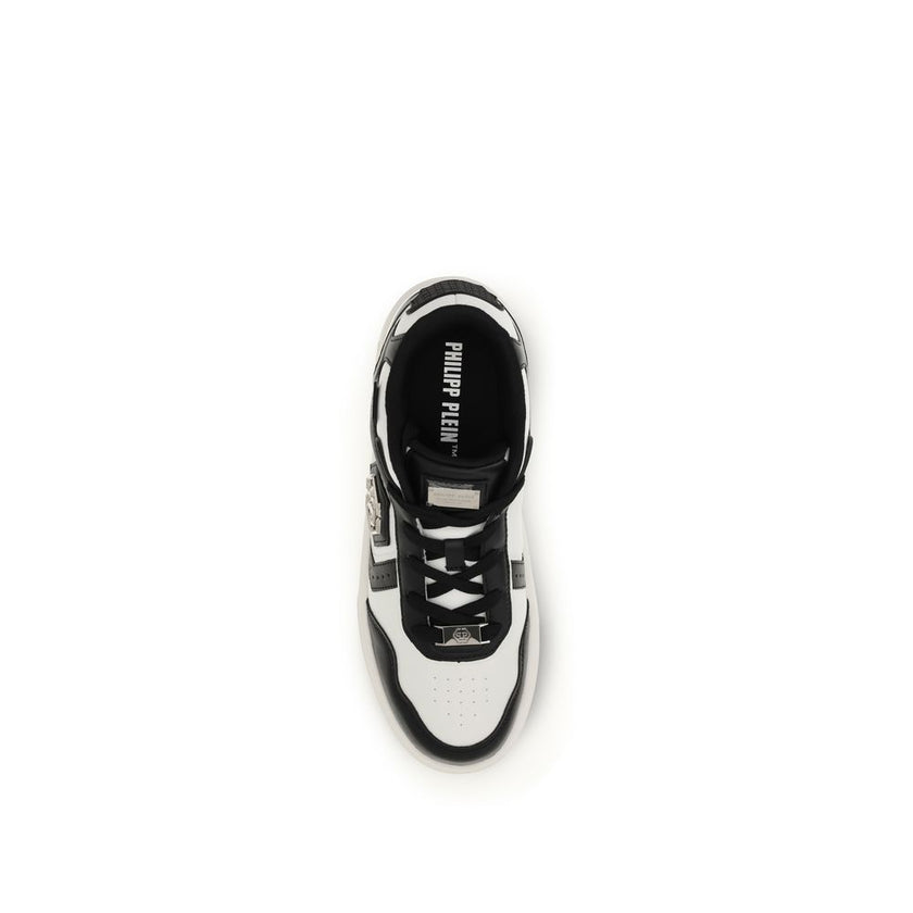 Philipp Plein Schwarze Bos Taurus Kalbsleder Sneaker