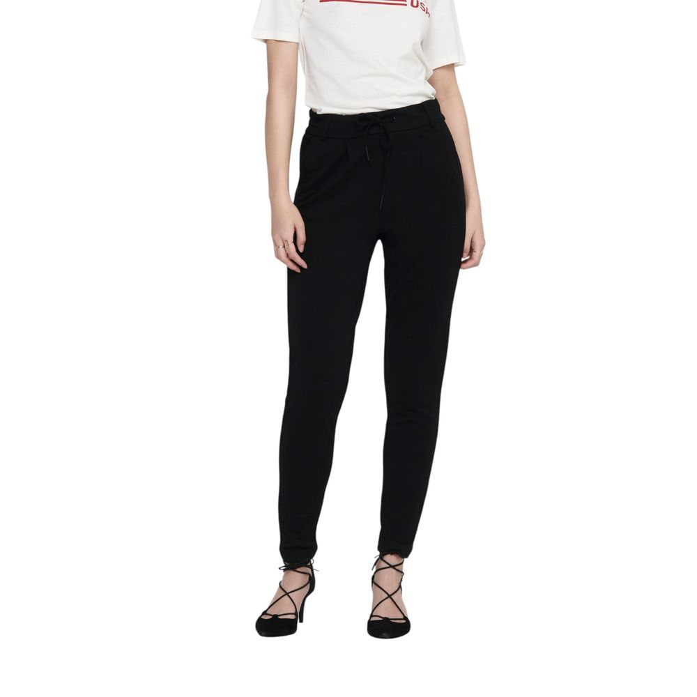 Black viscose casual trousers