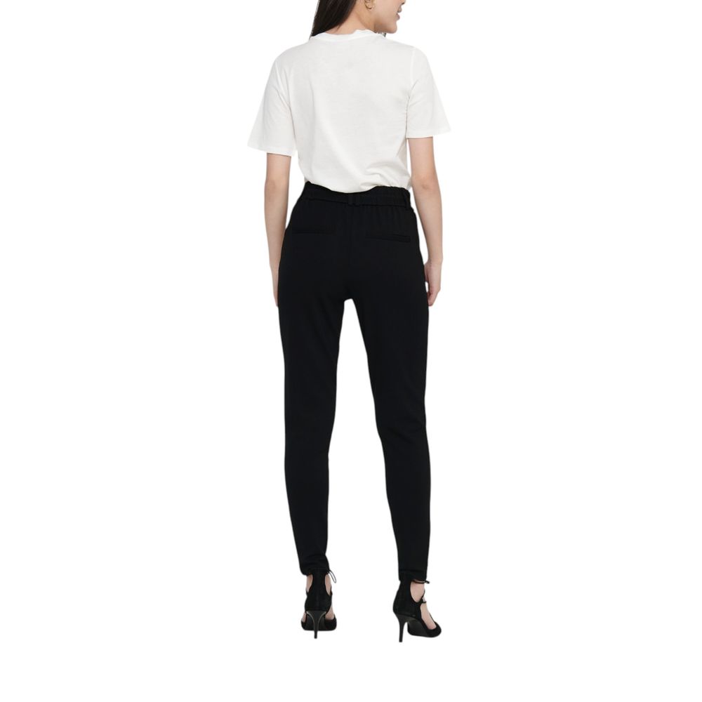Black viscose casual trousers