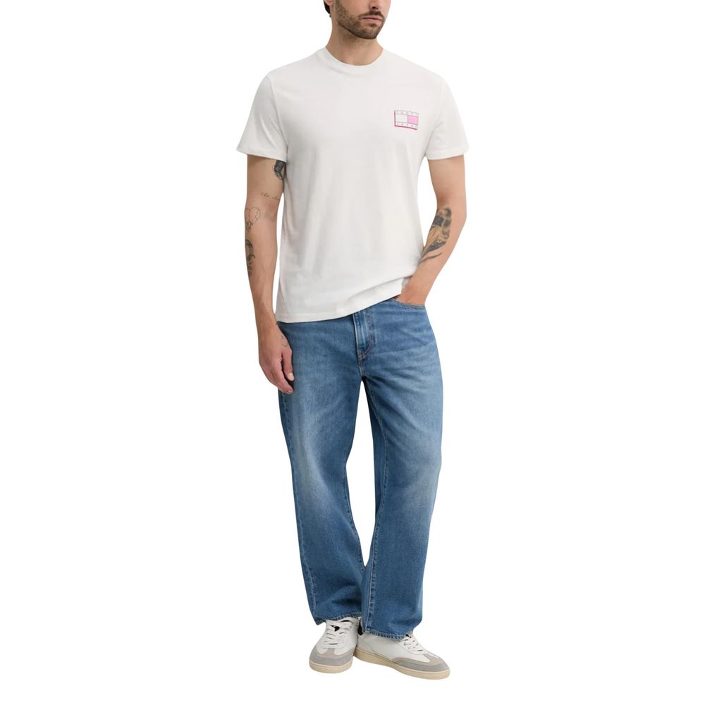Tommy Hilfiger Jeans Cremefarbenes T-Shirt aus recycelter Baumwolle