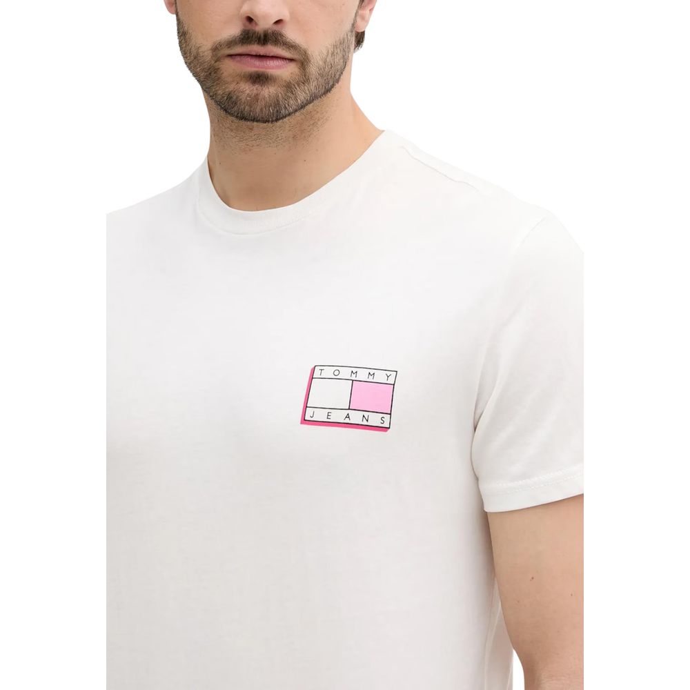 Tommy Hilfiger Jeans Cremefarbenes T-Shirt aus recycelter Baumwolle