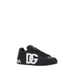 Dolce & Gabbana Schwarze Bos Taurus Kalbsleder Low-Top-Sneaker