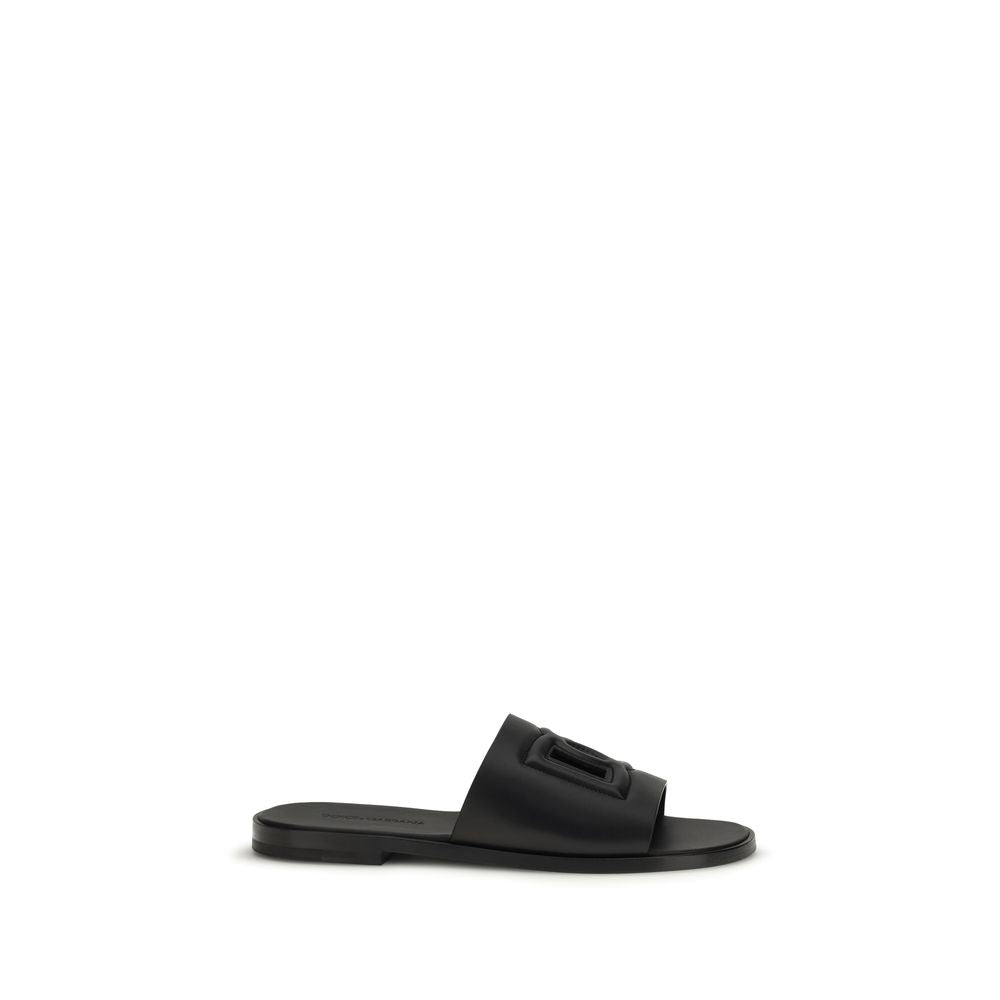 Dolce & Gabbana Black Bos Taurus Calfskin Sandals