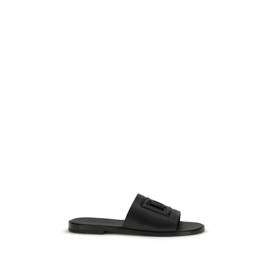 Dolce & Gabbana Black Bos Taurus Calfskin Sandals