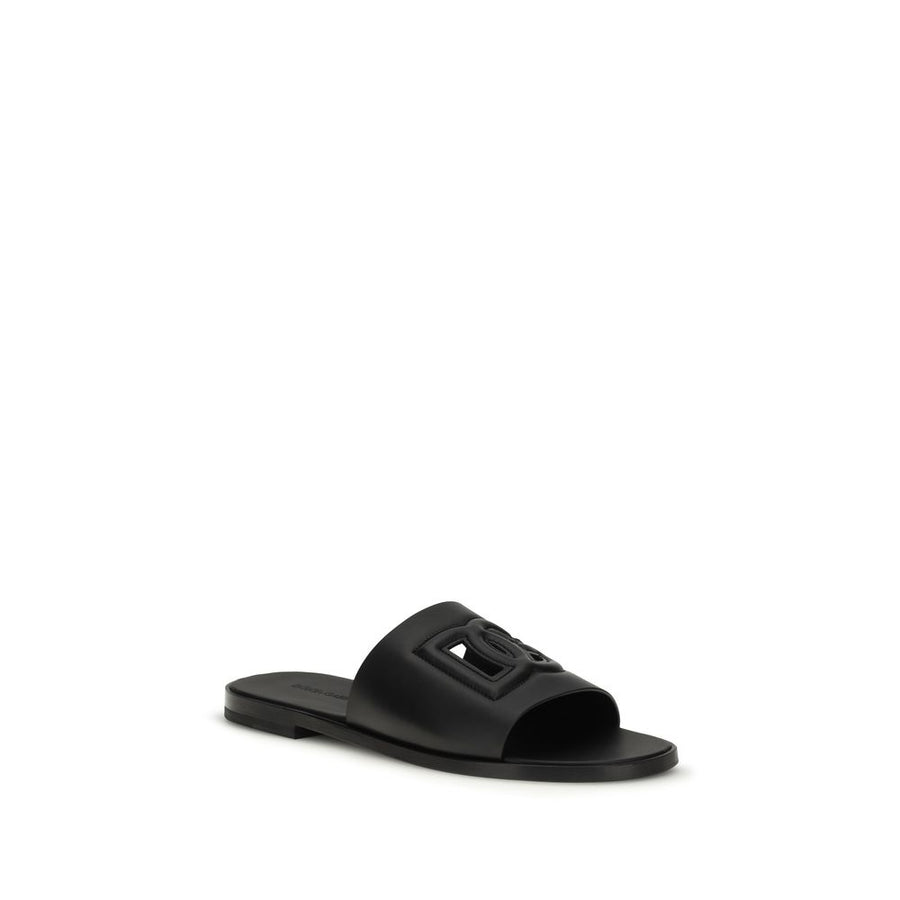 Dolce & Gabbana Black Bos Taurus Calfskin Sandals
