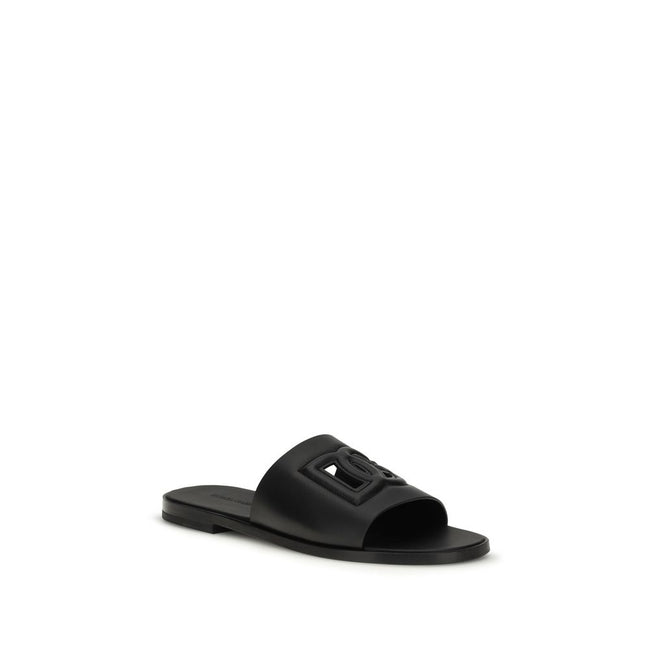 Dolce & Gabbana Schwarze Bos Taurus Sandalen aus Kalbsleder