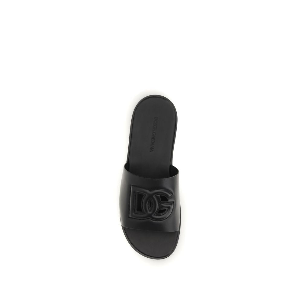 Dolce & Gabbana Black Bos Taurus Calfskin Sandals