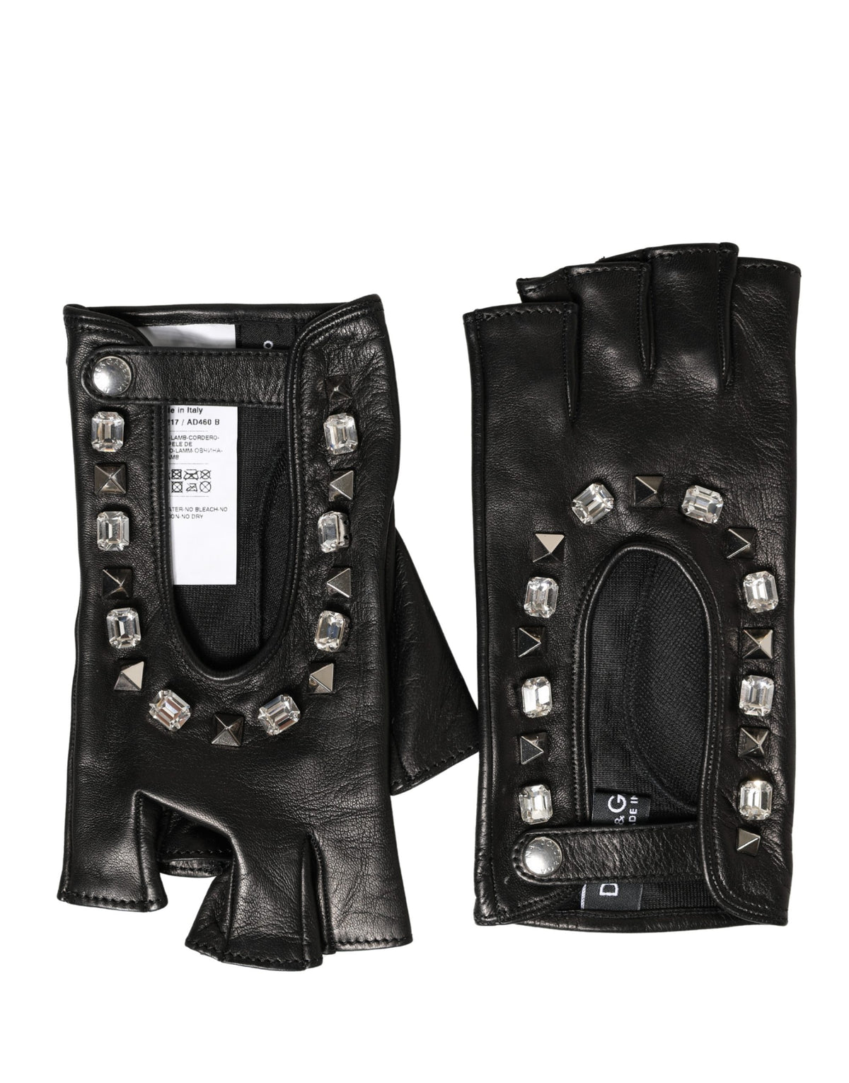 Dolce & Gabbana Women's Black Embellished Mittens, Wrist Length