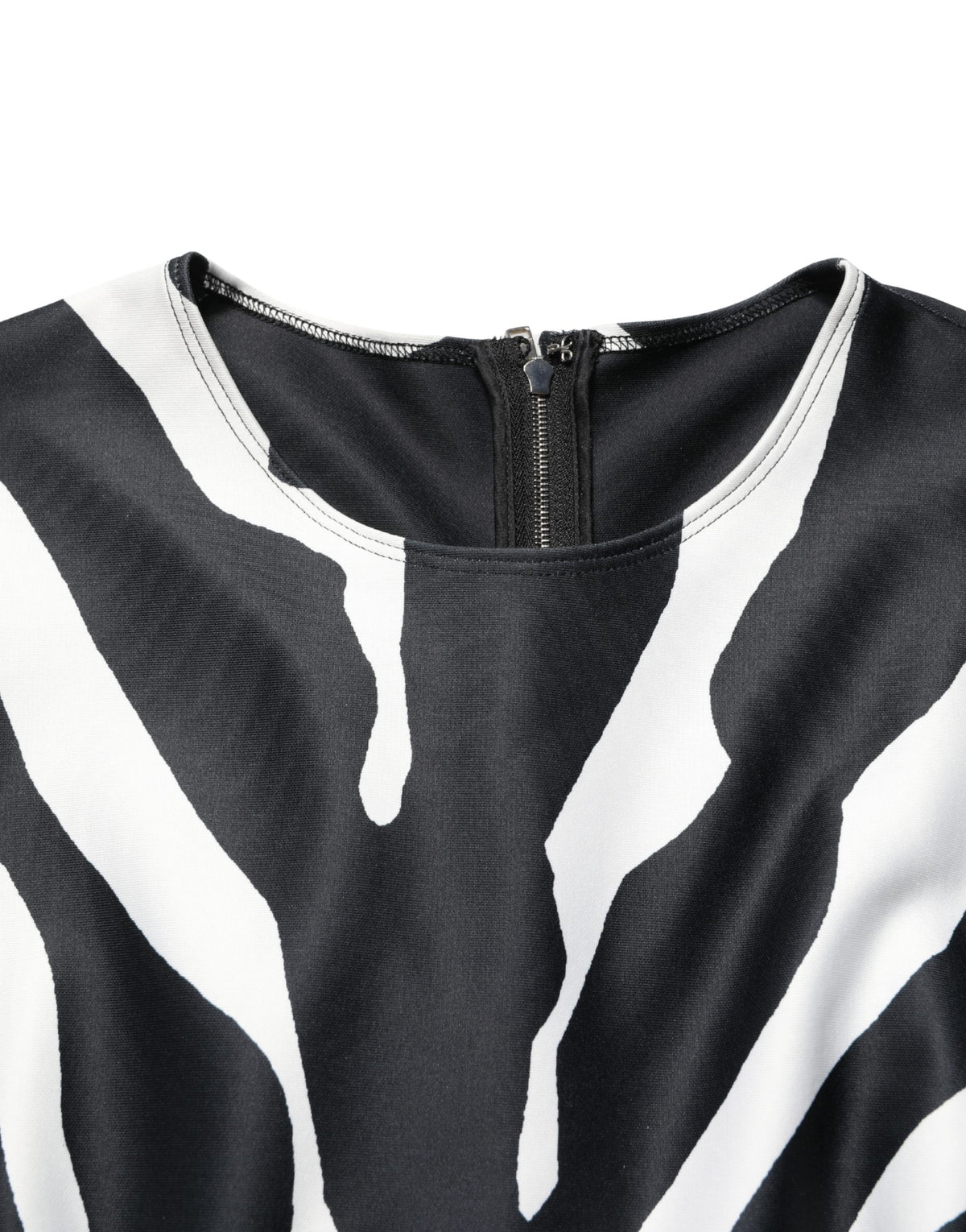 Dolce & Gabbana Schwarz-weißer Polyester-Jumpsuit mit Zebramuster