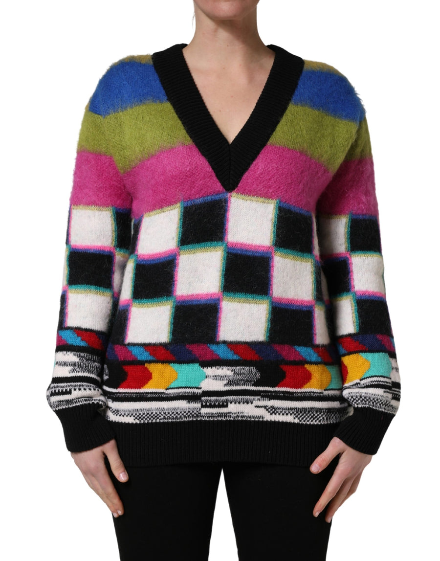 Dolce & Gabbana Multicolor Striped V-neck Sweater