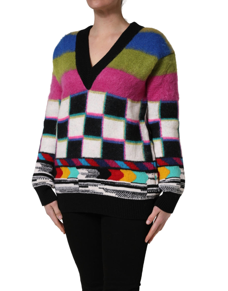 Dolce & Gabbana Multicolor Striped V-neck Sweater