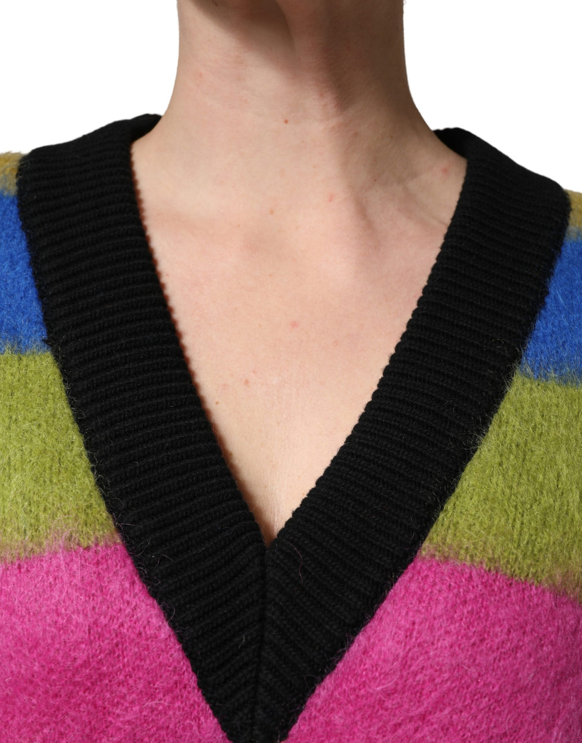 Dolce & Gabbana Multicolor Striped V-neck Sweater
