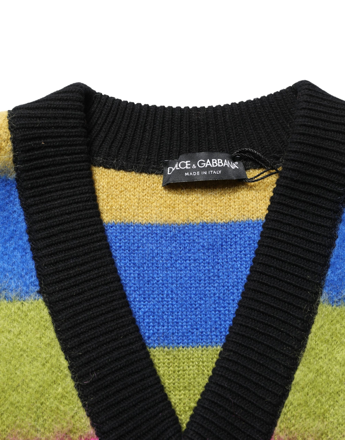 Dolce & Gabbana Multicolor Striped V-neck Sweater