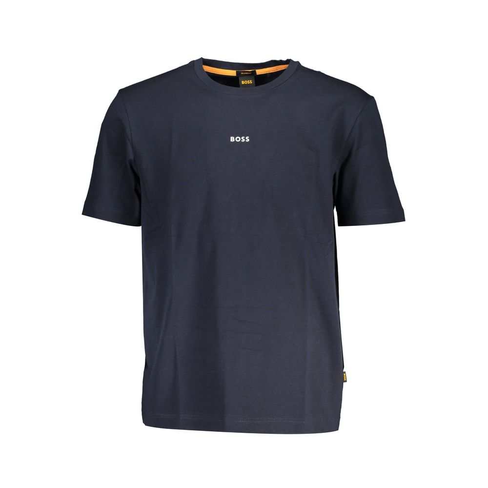Hugo Boss Blu Baumwoll-T-Shirt für Herren in blau mit Logo-Applikation aus Bio-Baumwolle