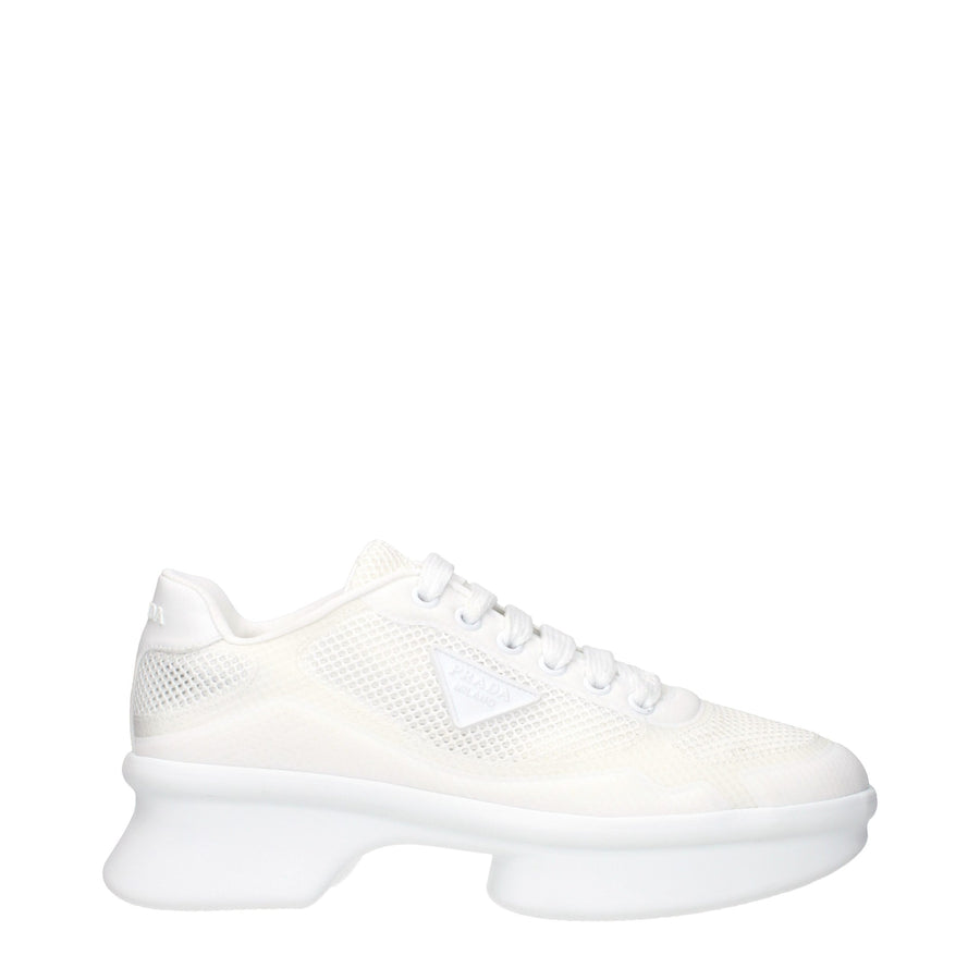 Prada White Athletic-Style Fabric Sneakers