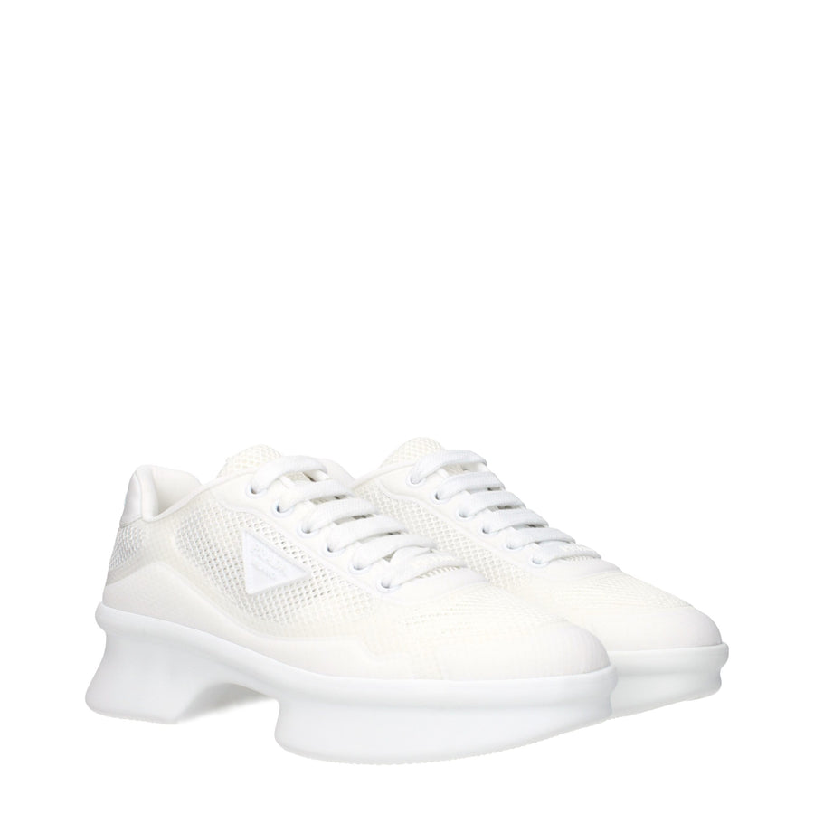 Prada White Athletic-Style Fabric Sneakers