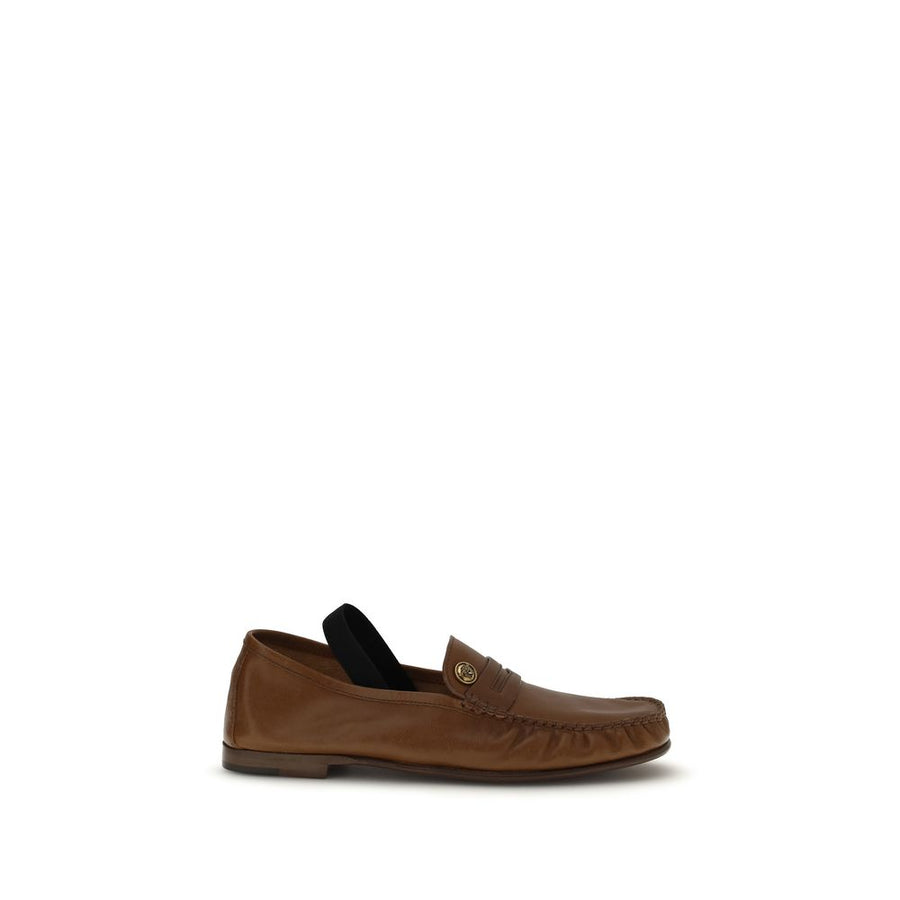 Versace Brown Lamb Leather Loafers Ovis Aries Aries