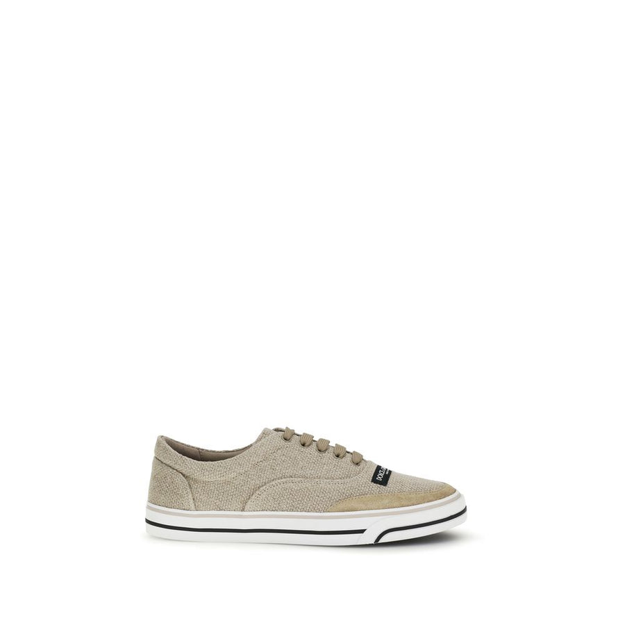 Dolce & Gabbana Beige Linen Low-Top Sneakers