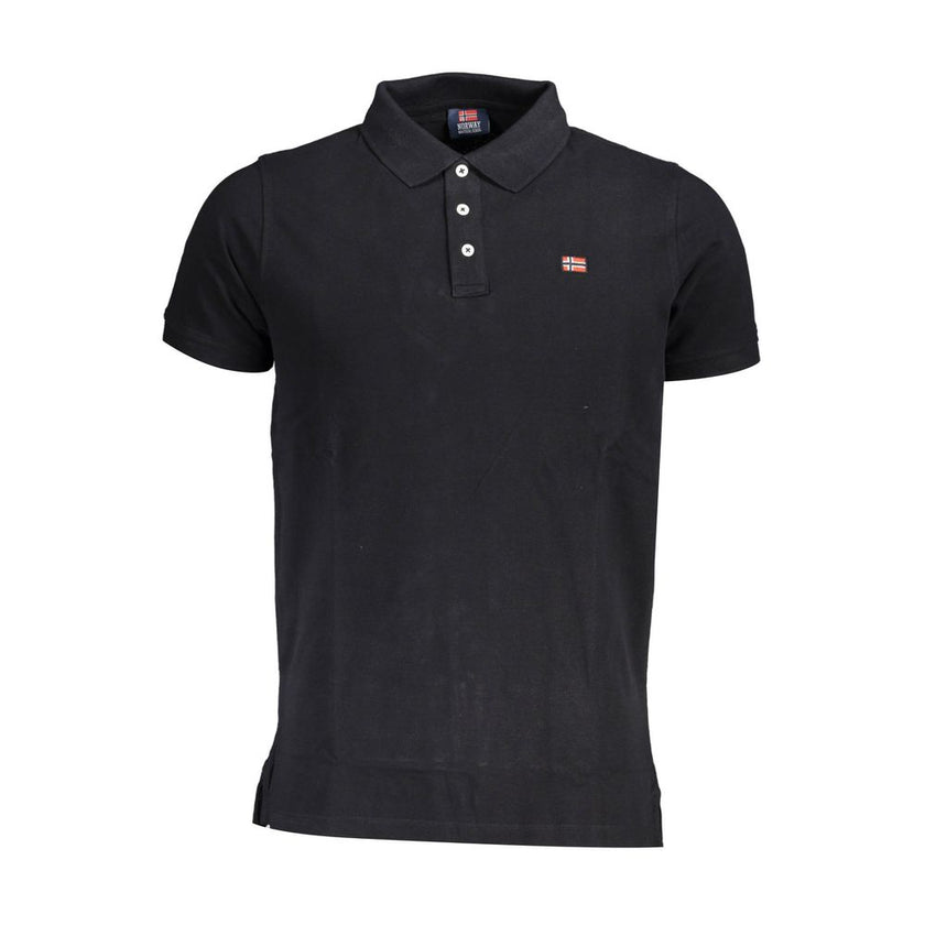 Norway 1963 Schwarzes Herren-Poloshirt aus Baumwolle