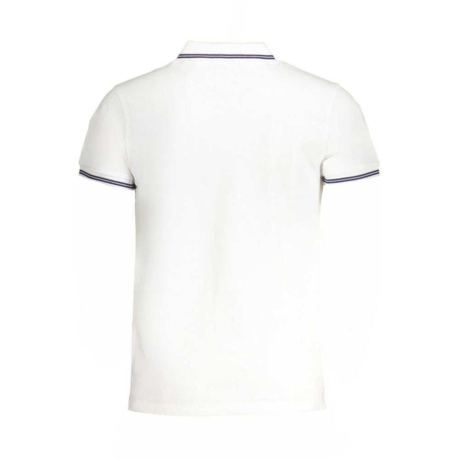 Cavalli Class Bianco Herrenpoloshirt aus 100% Baumwolle mit Logo-Stickerei und Knopfleiste