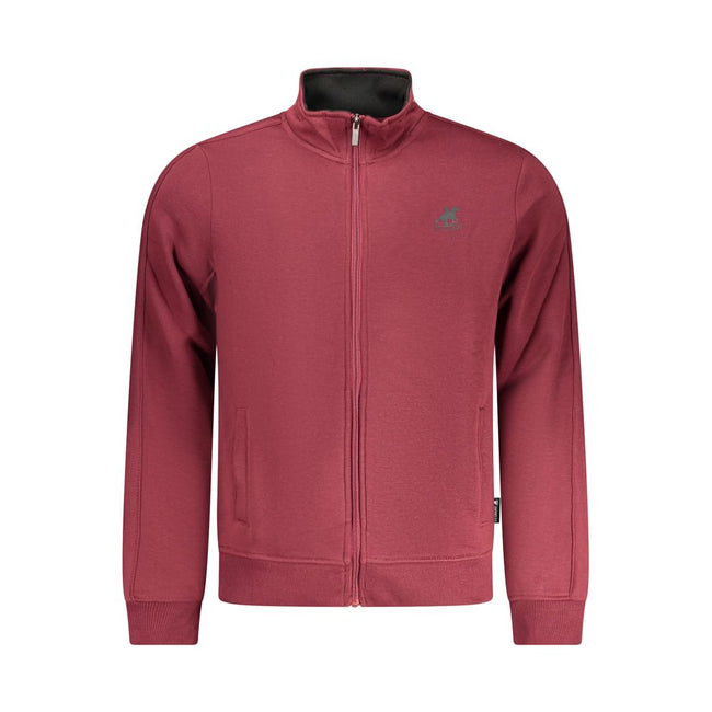 U.S. Grand Polo Herren-Sweatshirt aus roter Baumwolle mit Reißverschluss und Taschen