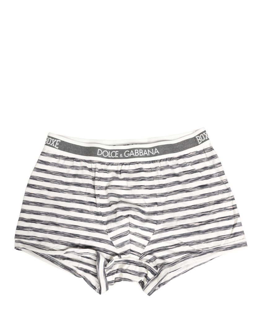Dolce & Gabbana Herren-Boxershorts in Grau-Weiß gestreift, Regular Fit