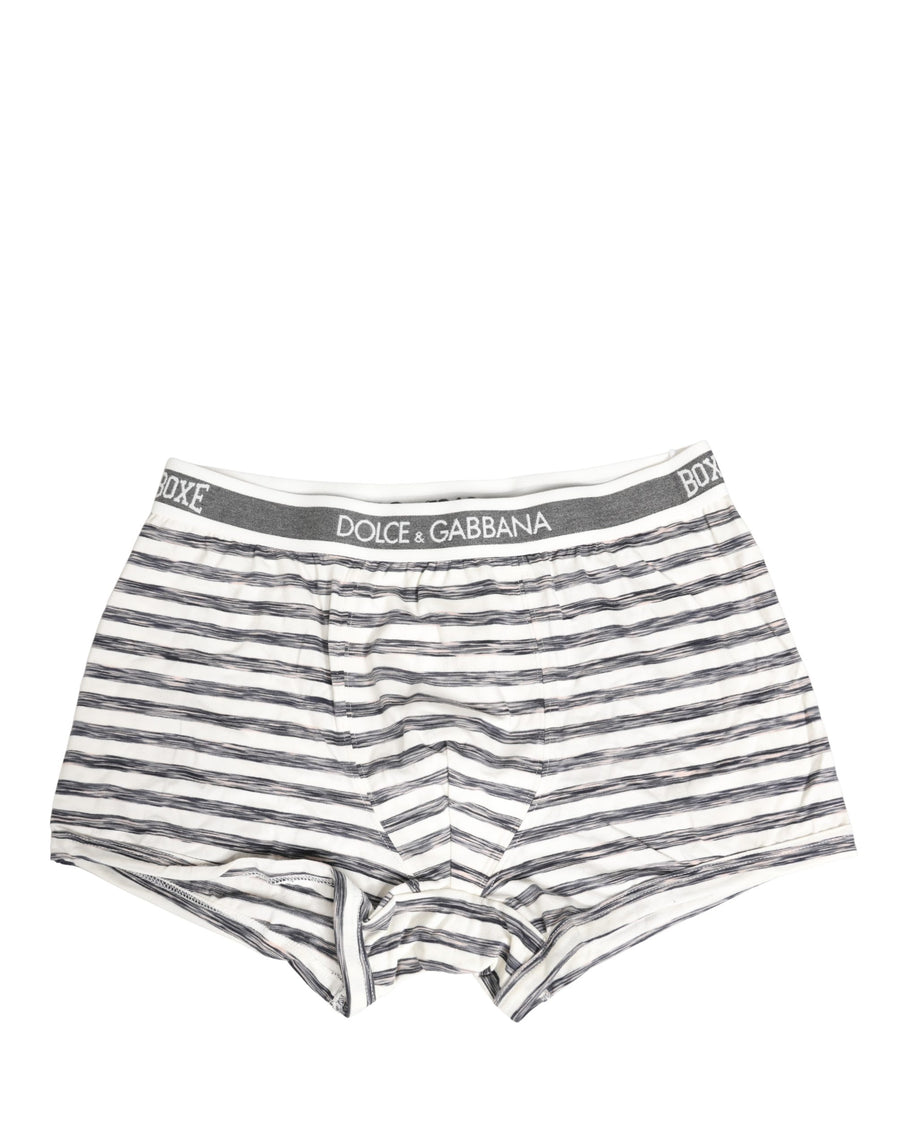Dolce & Gabbana Men's Boxer Shorts in Grey and White Stripe, Regular Fit