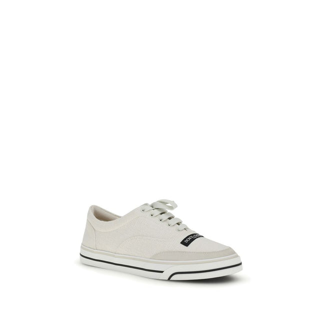 Dolce & Gabbana White Canvas Low-Top Sneakers