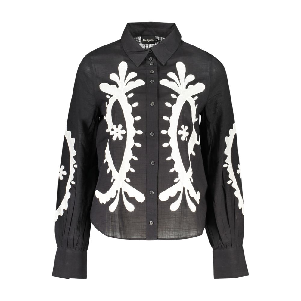 Desigual Schwarzes Baumwollhemd mit Muster