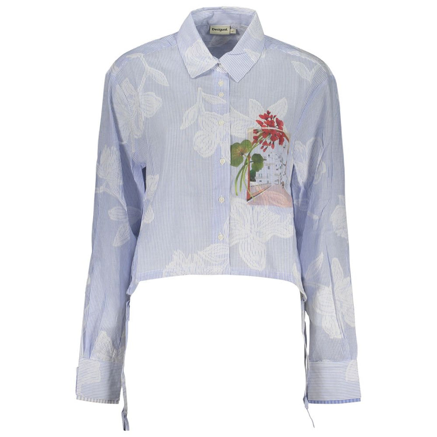 Desigual Blue Patterned Cotton Shirt