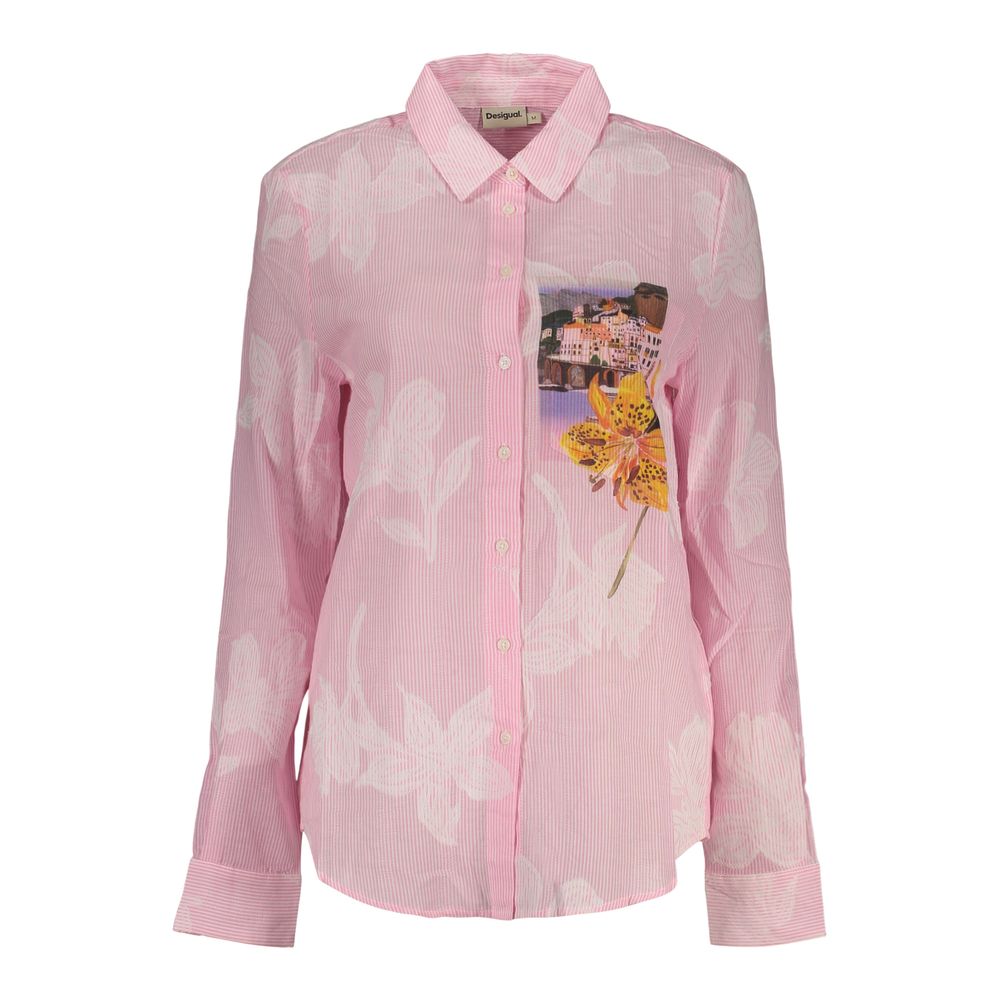 Desigual cotton shirt with pink pattern
