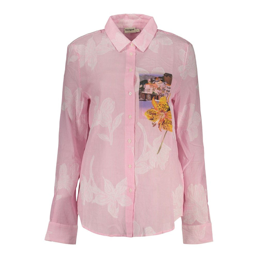 Desigual cotton shirt with pink pattern
