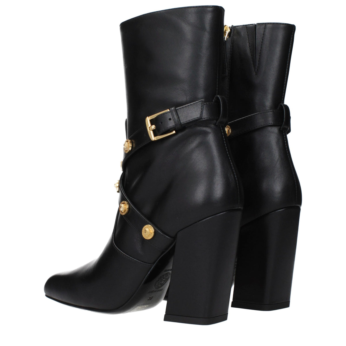 Versace Schwarze Leder-Stiefeletten