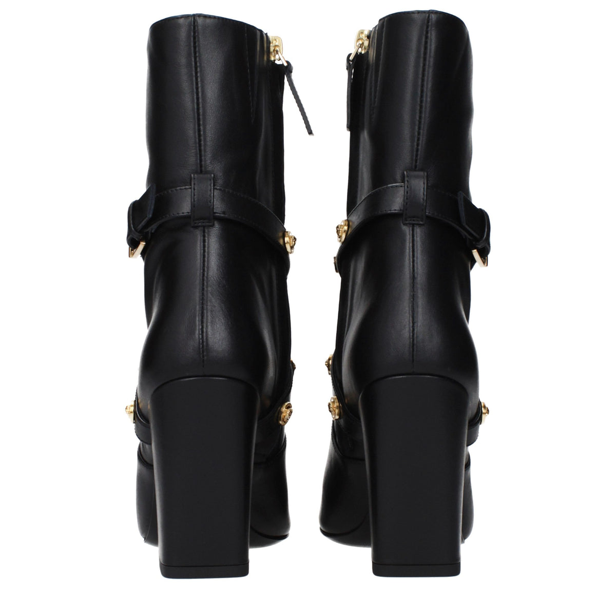 Versace Schwarze Leder-Stiefeletten