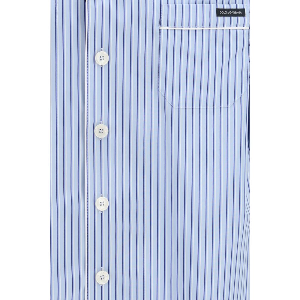 Dolce & Gabbana Blue Cotton Short-Sleeved Shirt