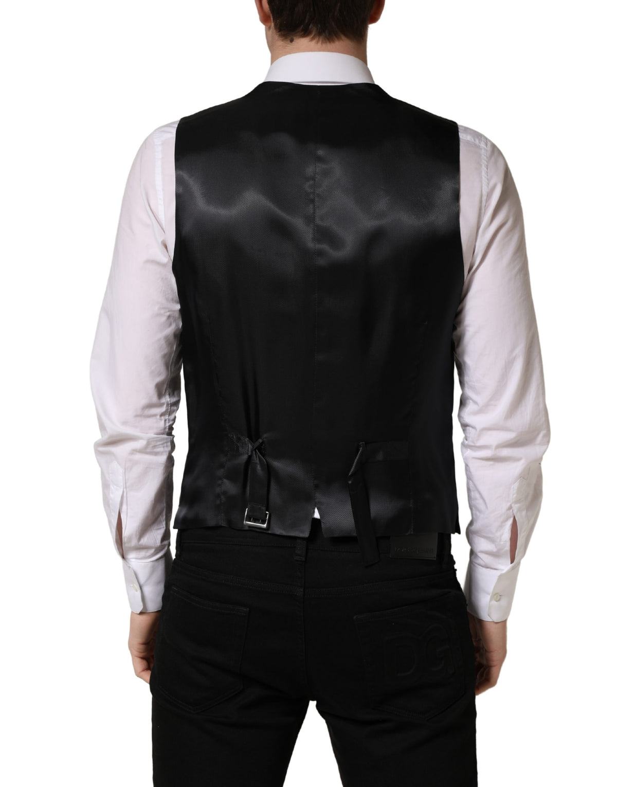 Dolce & Gabbana Black Slim-Fit Wool Vest