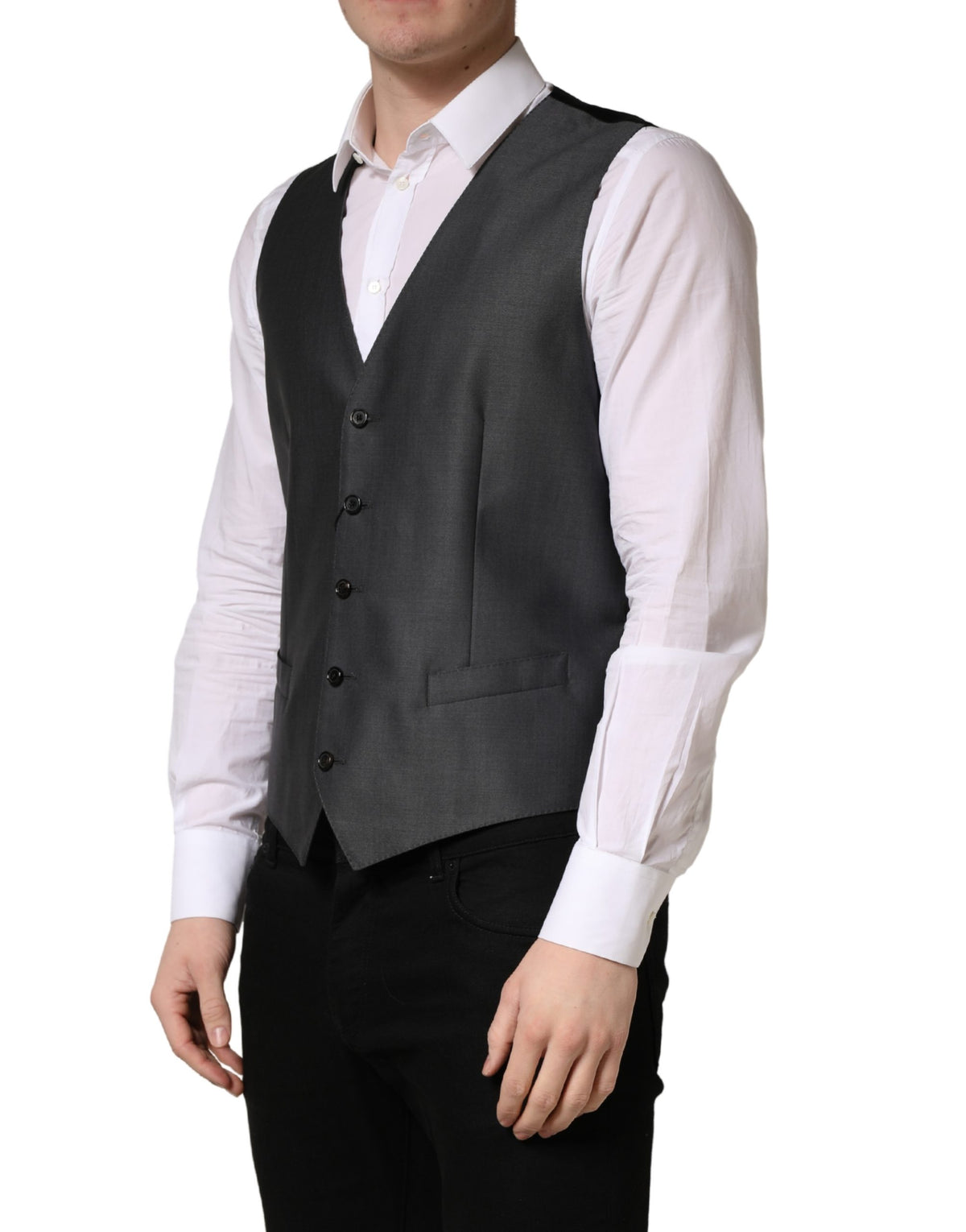 Dolce & Gabbana Dark Grey Single-Breasted Men's Vest