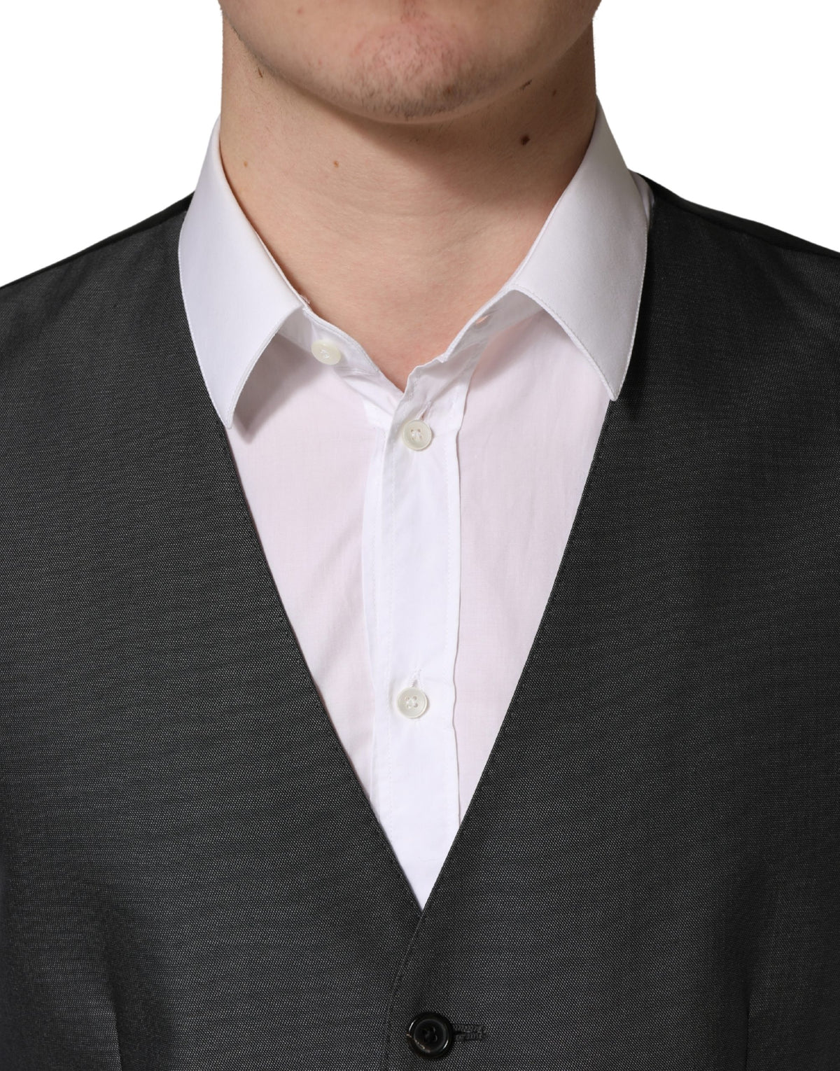 Dolce & Gabbana Dark Grey Single-Breasted Men's Vest