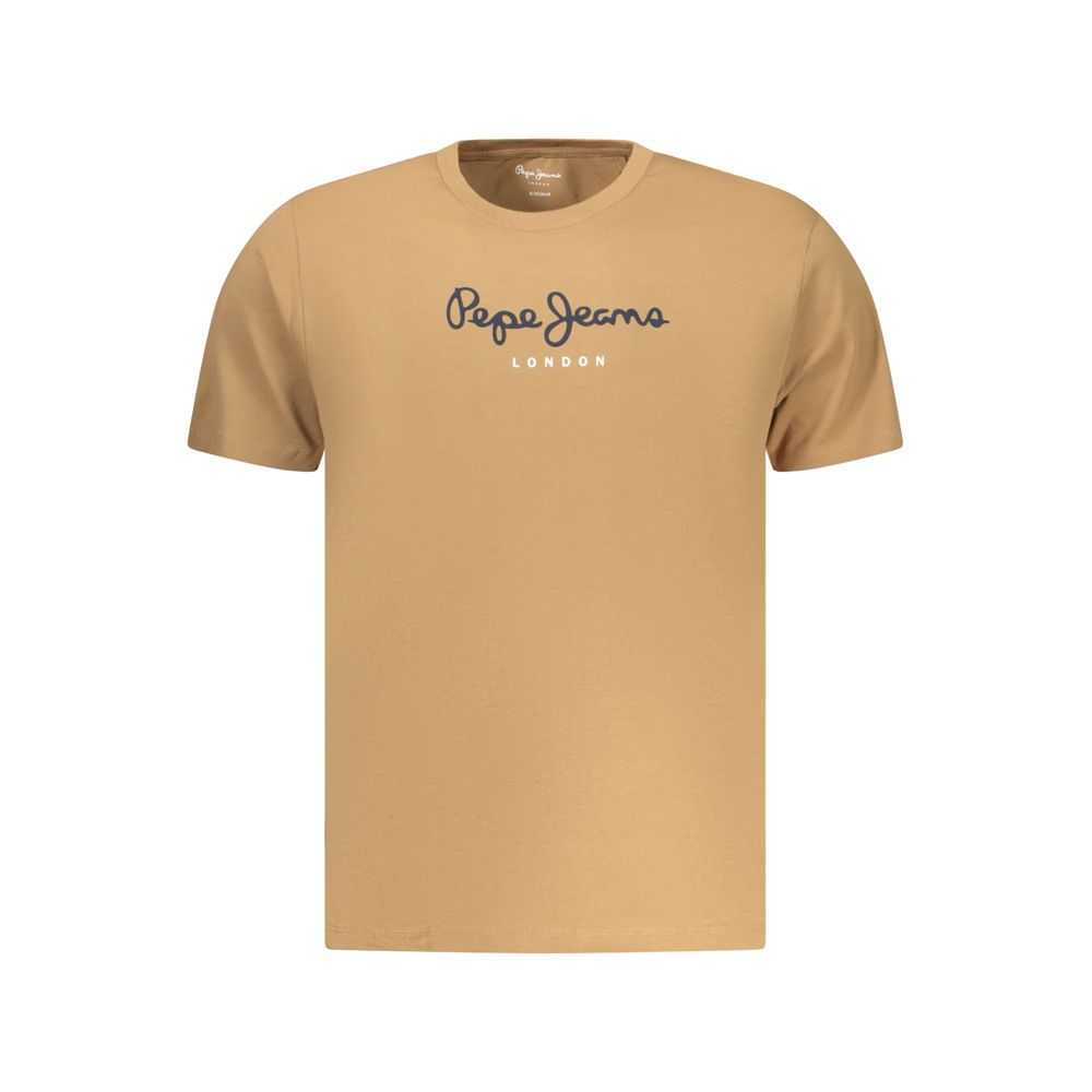 Pepe Jeans Marrone Herren Baumwoll-T-Shirt mit Print und Rundhalsausschnitt