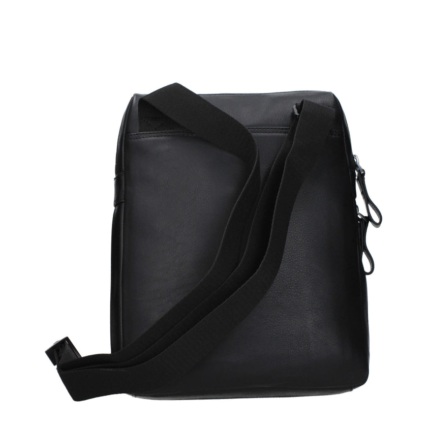 Piquadro Schwarze Leder Umhängetasche